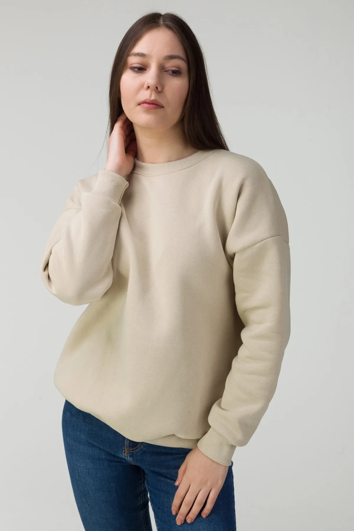 MODAGEN  Unisex Beige Brooklyn 1898 bedrucktes Oversize-Sweatshirt mit Rundhalsausschnitt