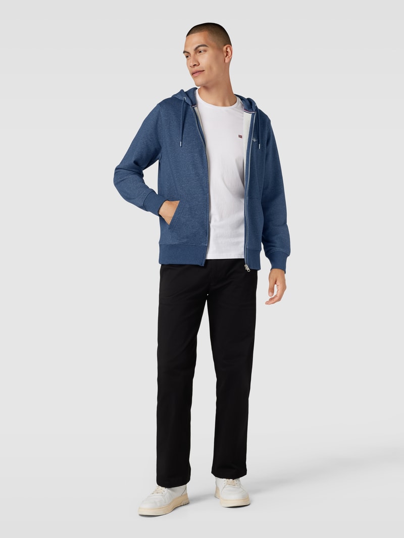Sweatjacke mit Kapuze in jeans meliert