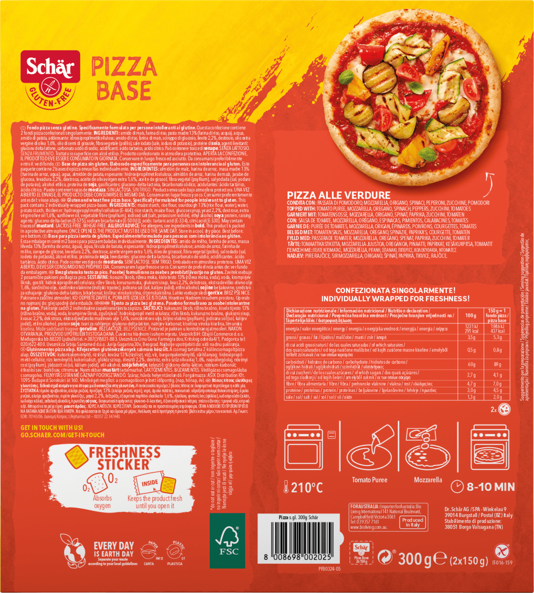 Pizzaböden \Pizza Base\ (2 Stück), glutenfrei, 300 g