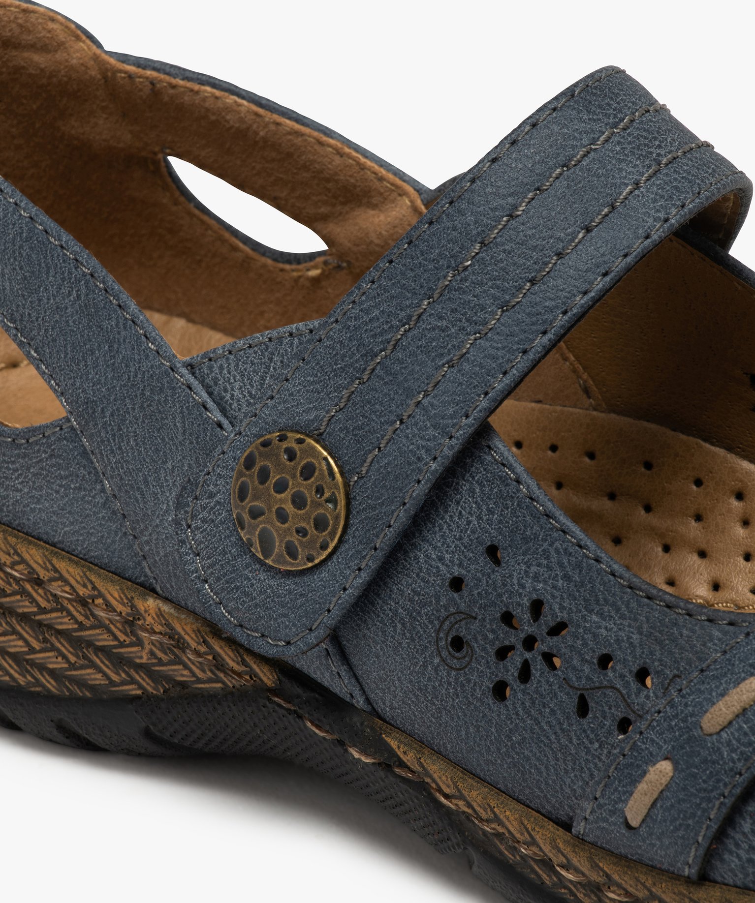 Babies femme confort à bride scratch et dessus fantaisie bleu fonce | GEMO