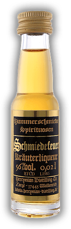 Schmiedefeuer 0,02 Liter Schmiedefeuer 0,02 Liter Kräuterlikör mit Tradition der Firma Hercynian Distilling Co. / Hammerschmiede. 0,02	 Liter - Vol 56%