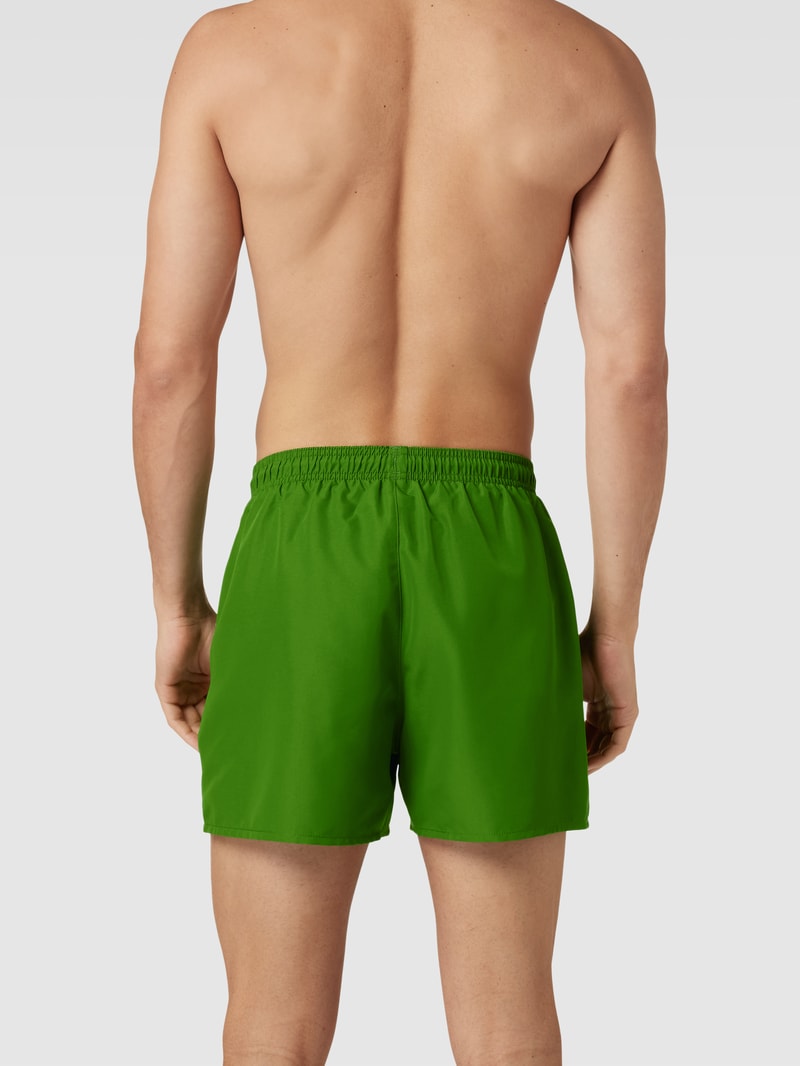 Badehose mit Label-Stitching Modell 'ESSENTIAL' in grün