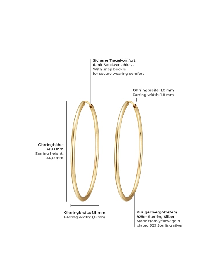 Rafaela Donata Creolen Sterling Silber gelbgold in gelbgold günstig kaufen 4 cm