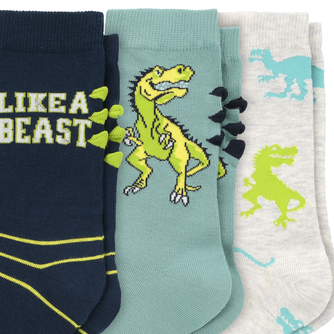 3 Paar Jungen Socken mit Dino-Motiv
