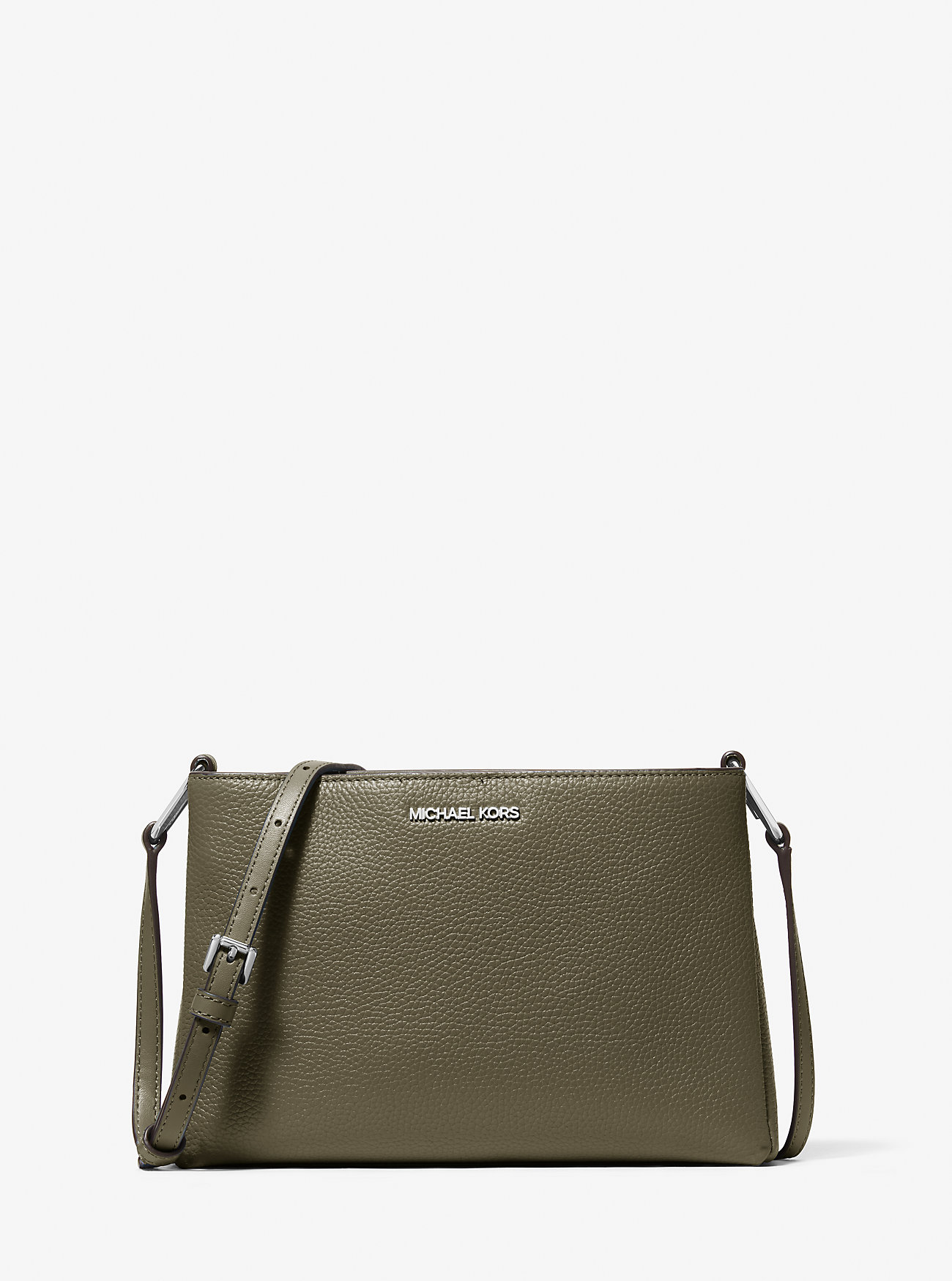 Trisha Medium Pebbled Leather Crossbody Bag - OLIVE