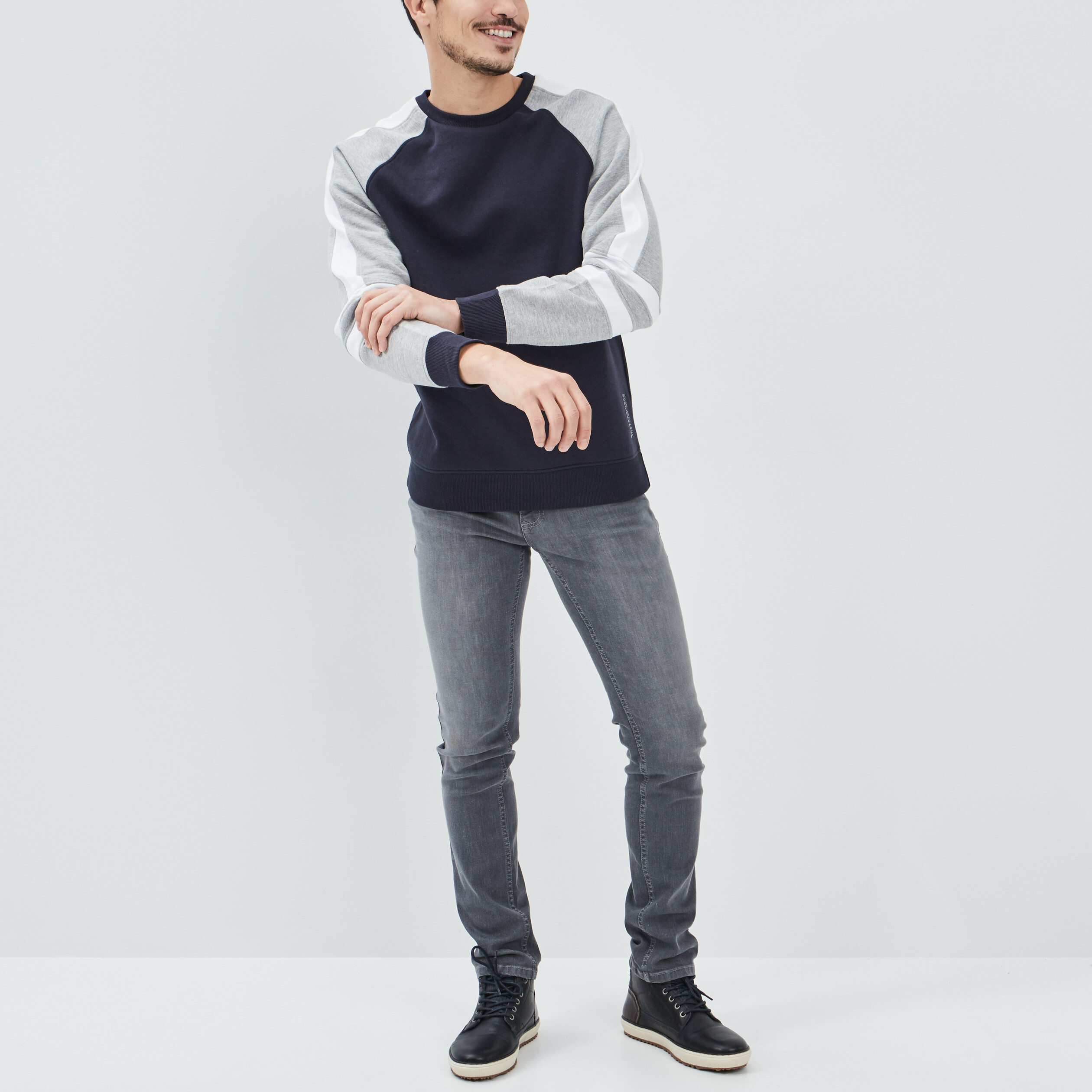Jeans slim taille standard denim gris homme | La Halle