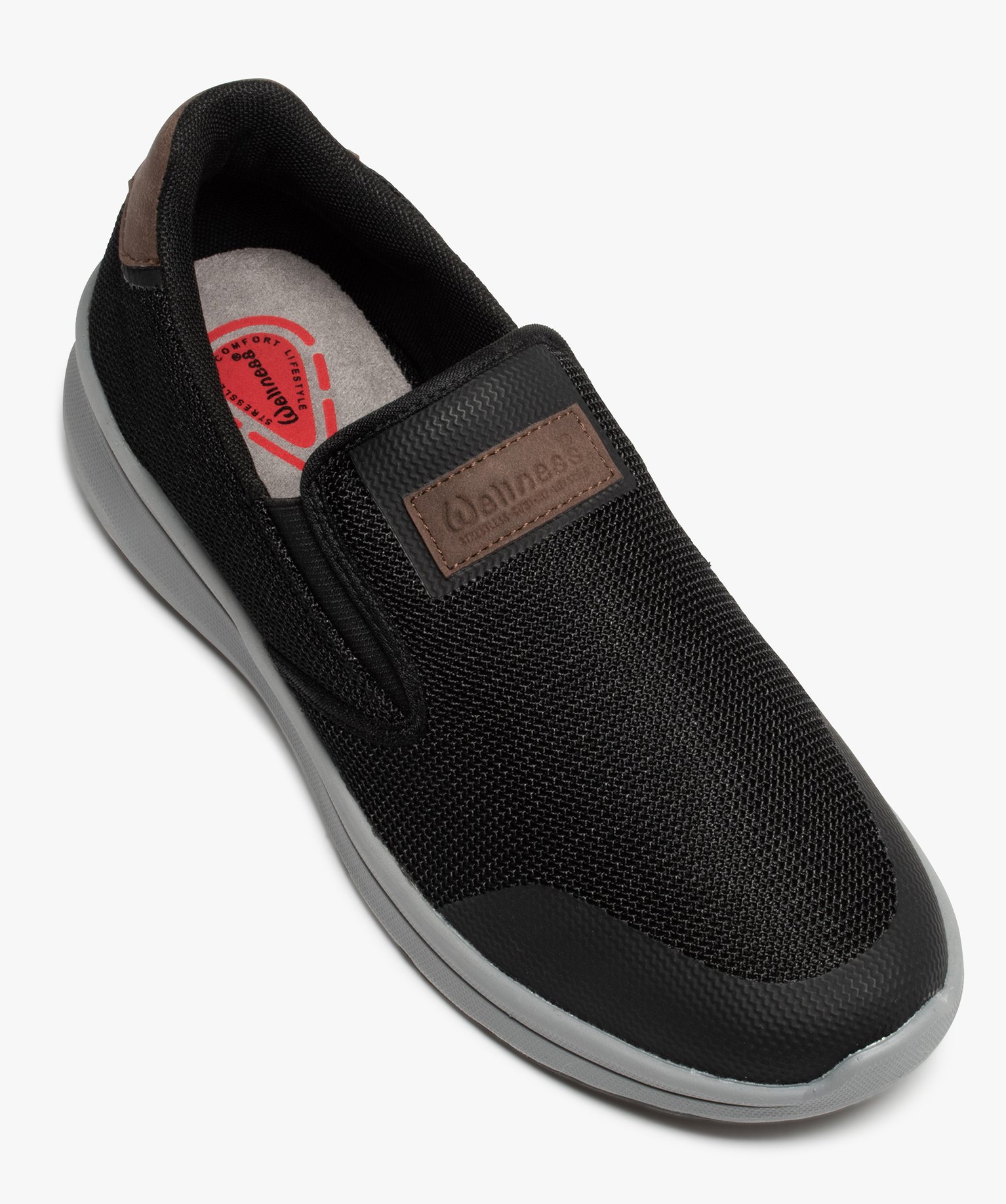 Mocassins homme confort en mesh - Wellness noir | GEMO