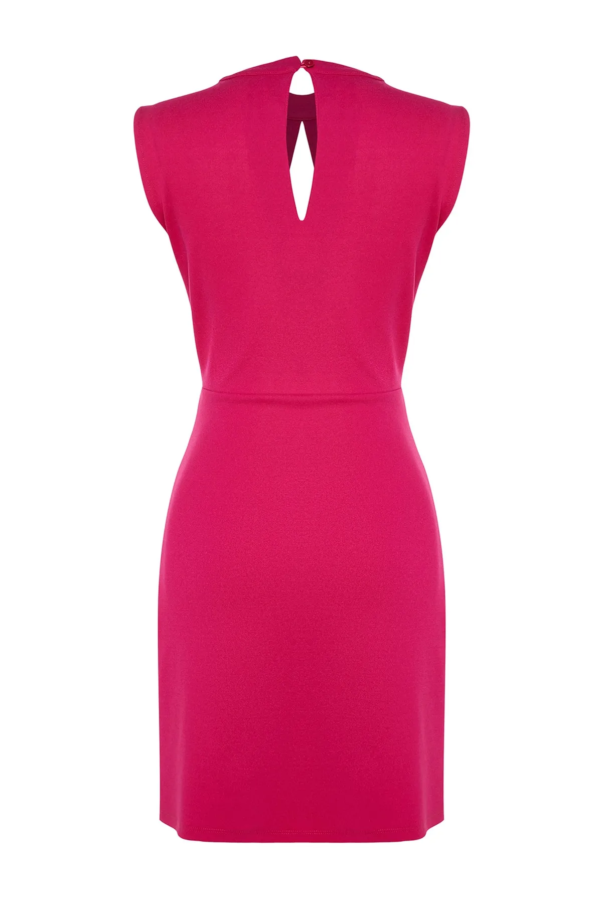 Trendyol Collection  Mini-Strickkleid aus Krepp mit Fuchsia-Kragen und detailliertem Detail TWOSS23EL02015