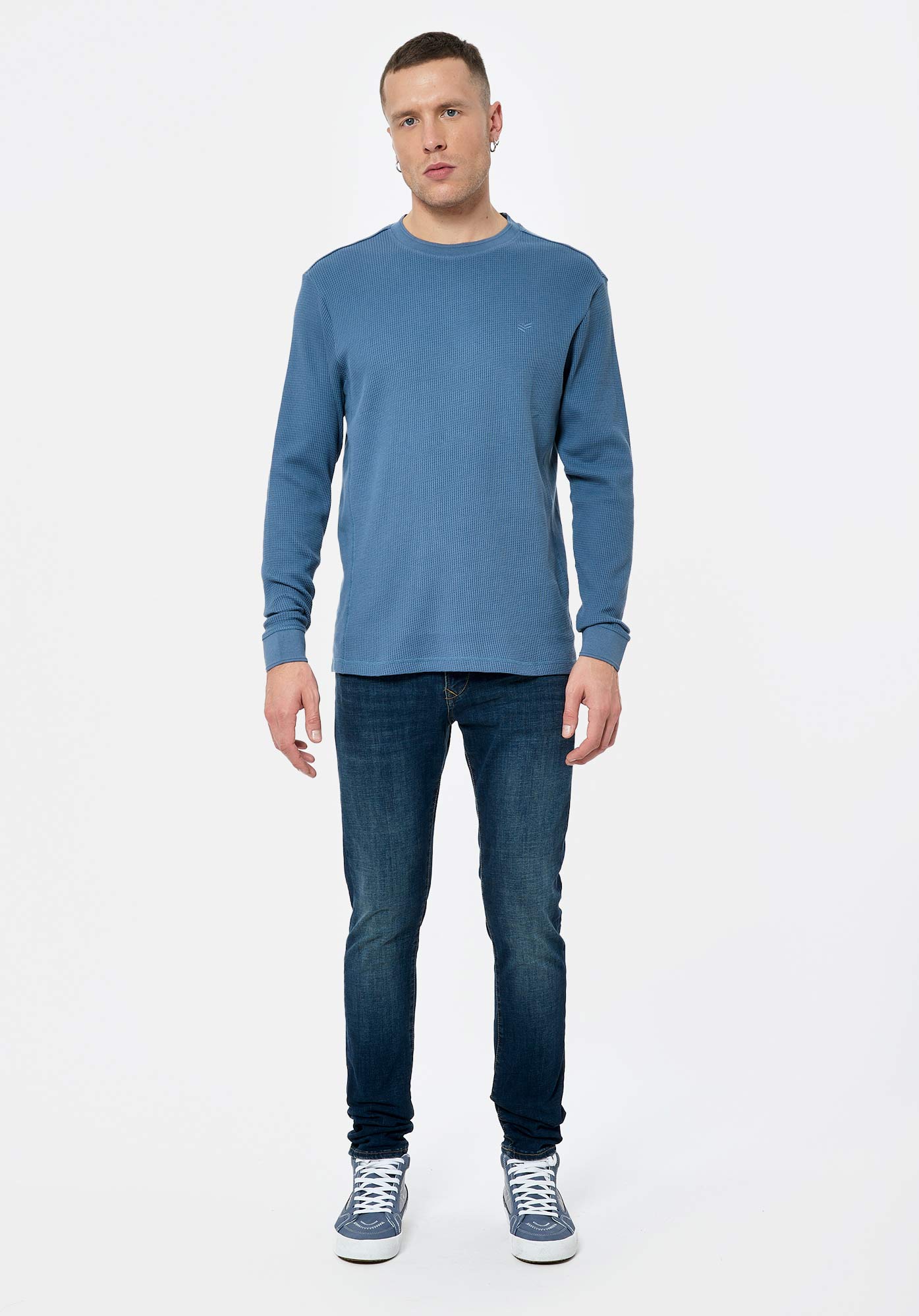 SAFLE  Pull bleu Homme en 100% coton