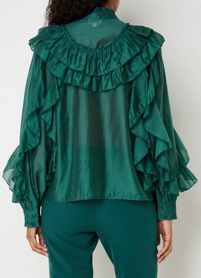 Aaiko Daria blouse with ruffle and stand-up collar