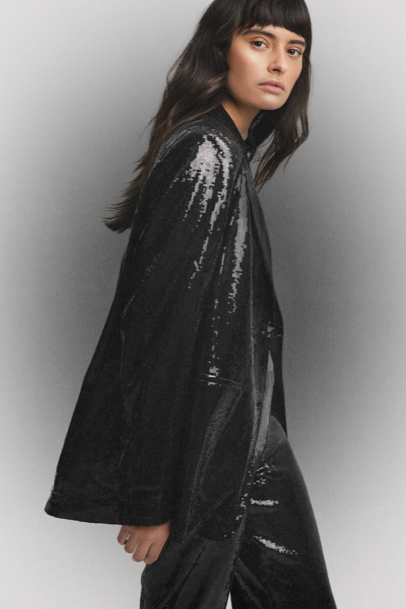 Oversize-Blazer mit Pailletten