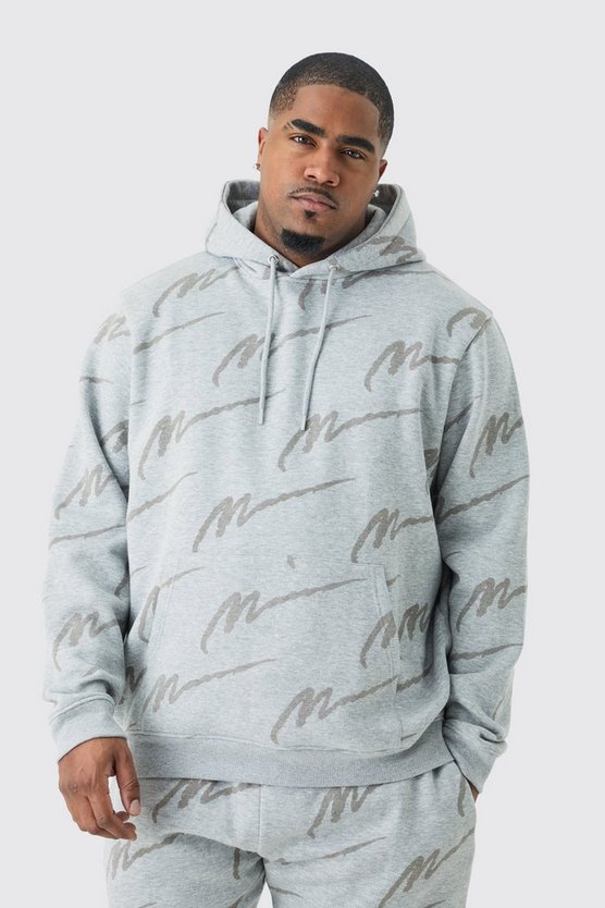 Plus Man Signature Hoodie-Trainingsanzug mit Print