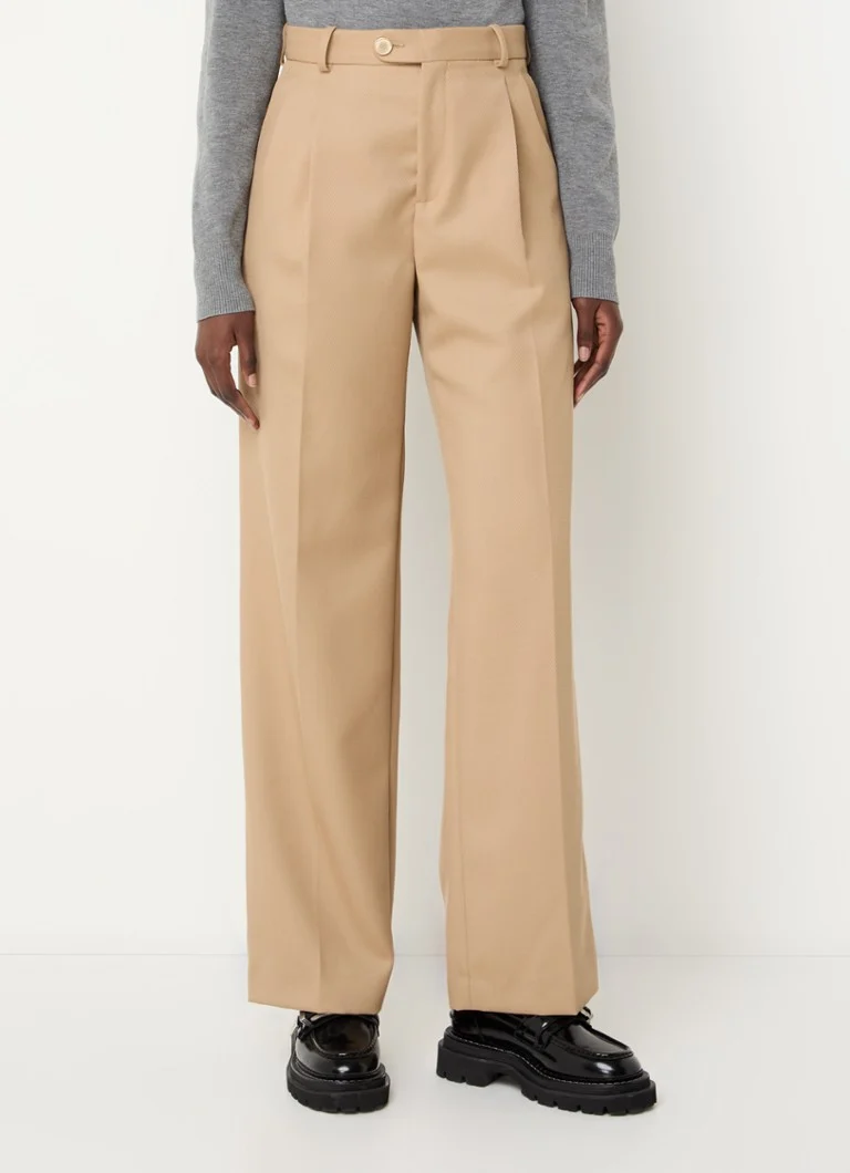Sandro high-waist loose-fit trousers in virgin wool blend with side pockets