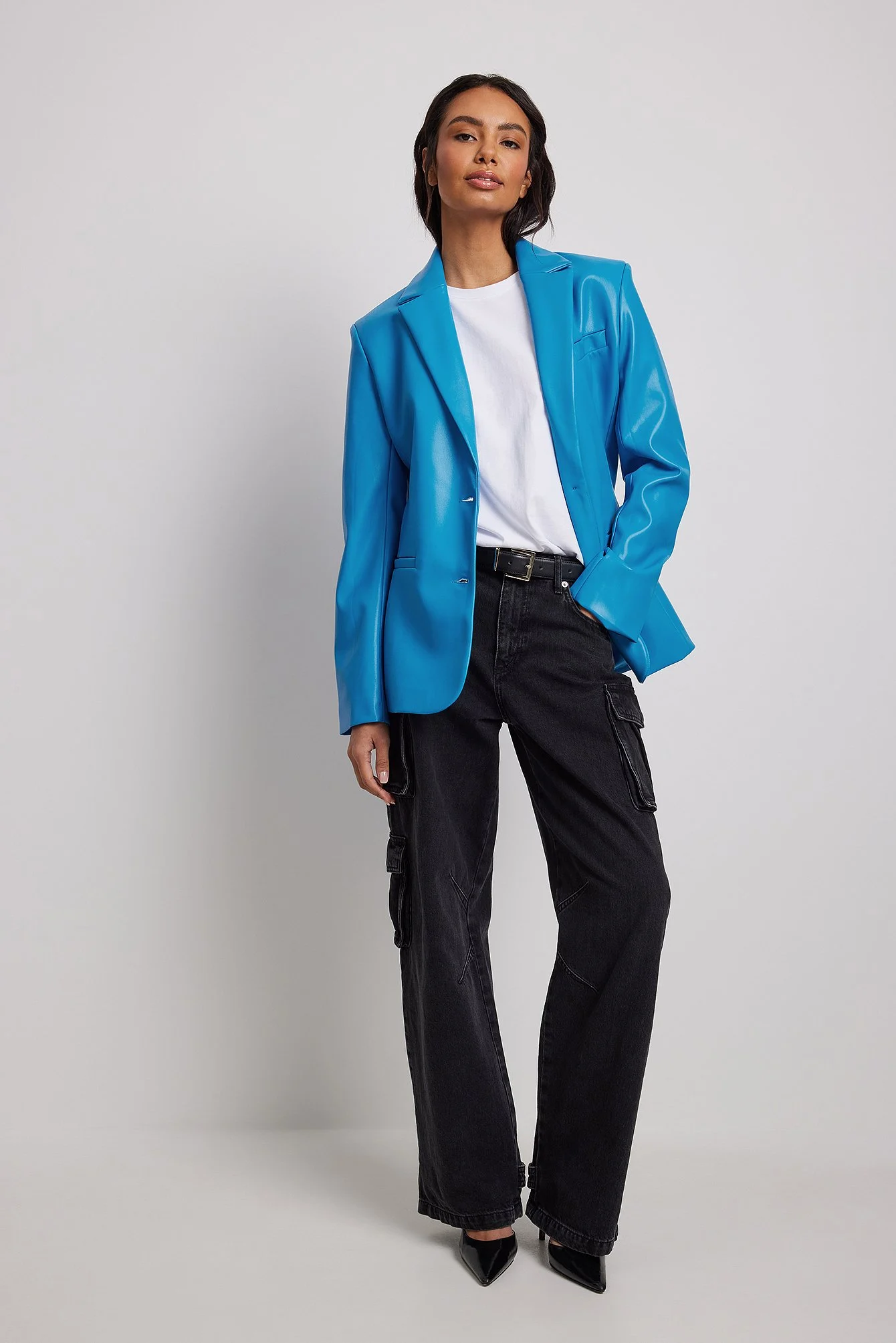 Übergroßer PU-Blazer