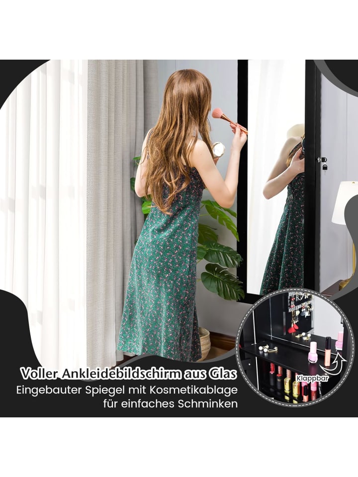 COSTWAY Schmuckschrank mit LED 120cm in Schwarz günstig kaufen onesize