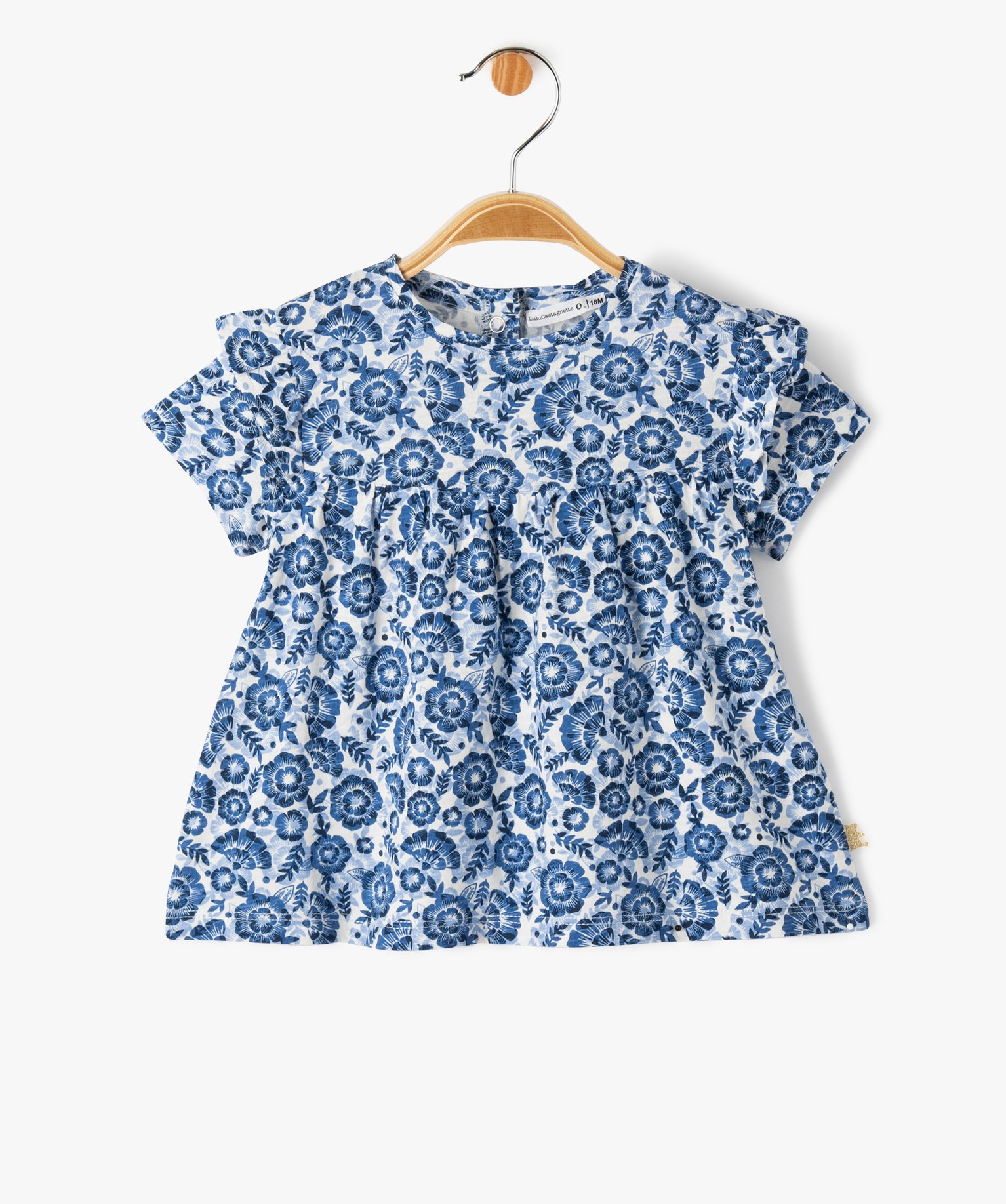 Tee-shirt bébé fille fleuri à manches courtes - LuluCasta... beige | GEMO