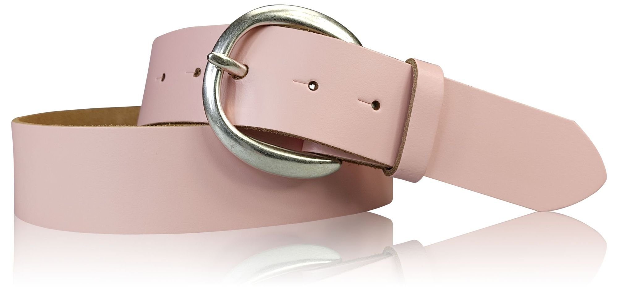 FRONHOFER Hüftgürtel 18004 Gürtel Damen 4 cm runde Gürtelschnalle mattsilber echt Ledergürtel