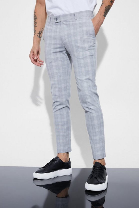 Kurze karierte Super Skinny Hose
