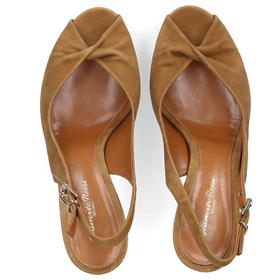 Gianvito Rossi - Plateaupumps Slingpumps Veloursleder beige - beige
