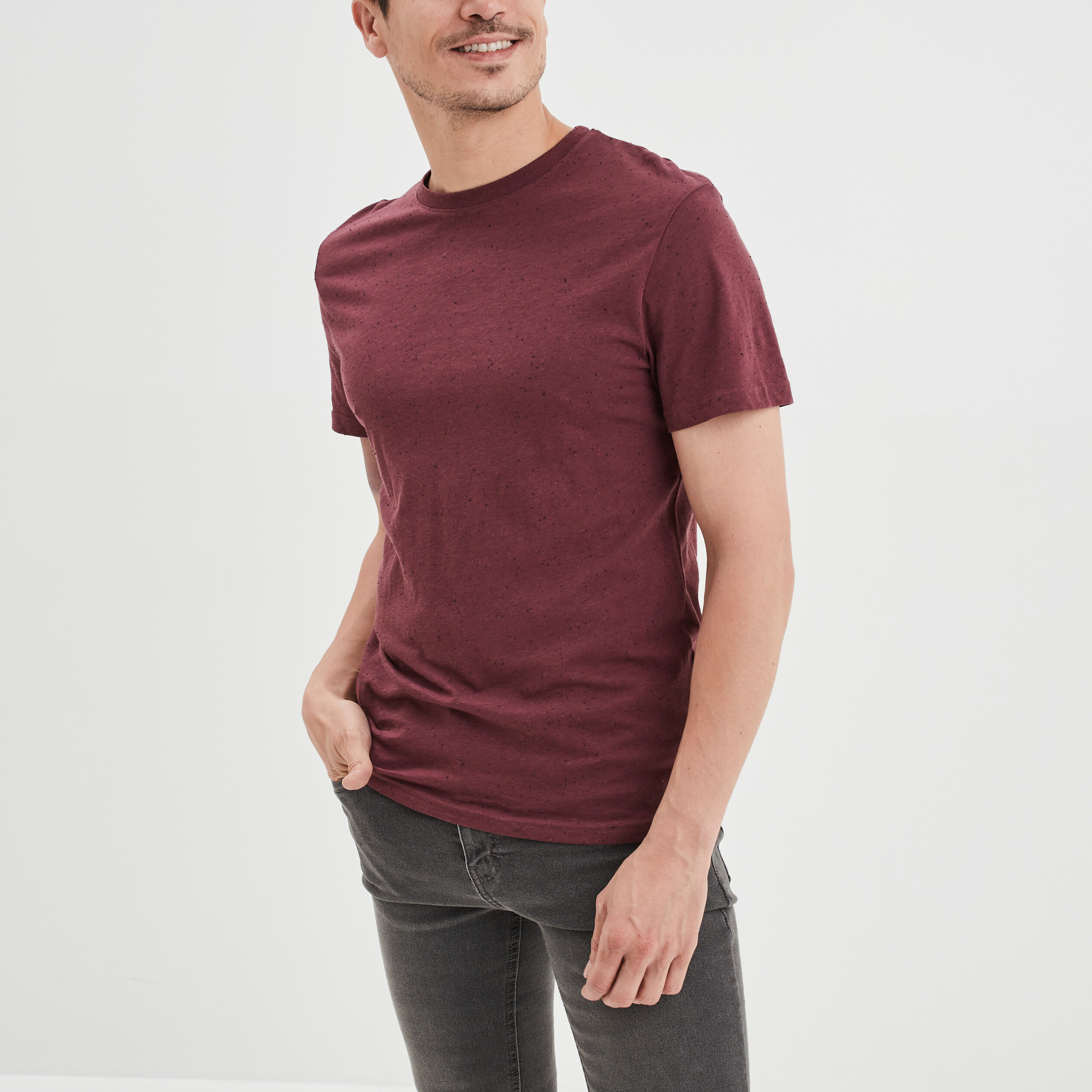 T-shirt manches courtes prune homme | La Halle