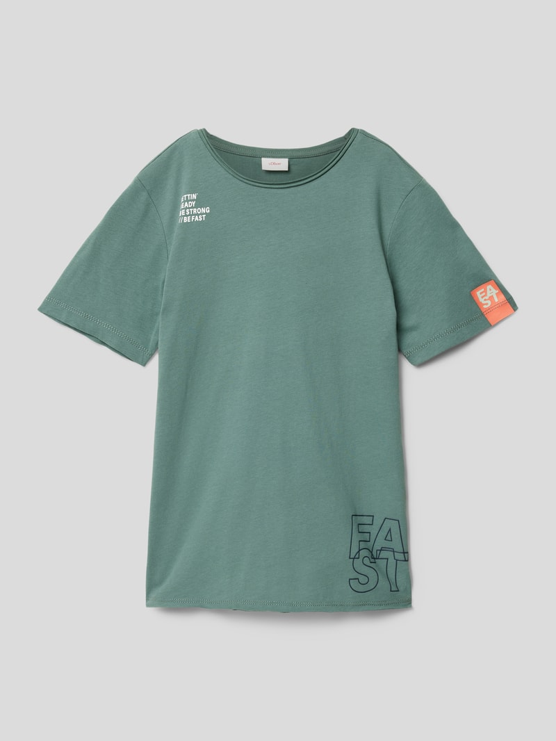 T-Shirt mit Statement-Print in olivgrün