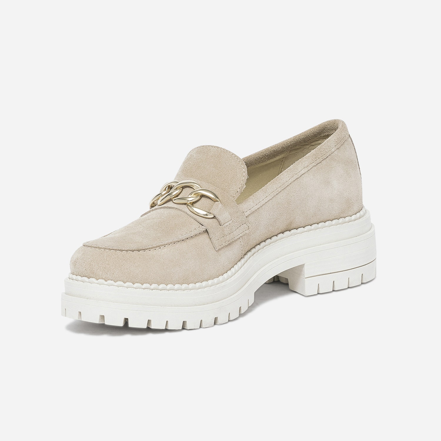 Mocassin TEXTO beige cuir velours semelle épaisse