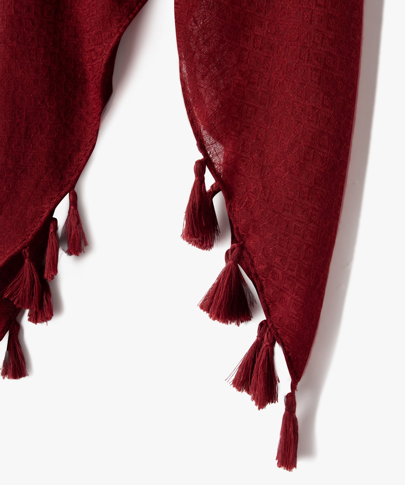Foulard uni avec finitions pompons femme rouge fonce | GEMO