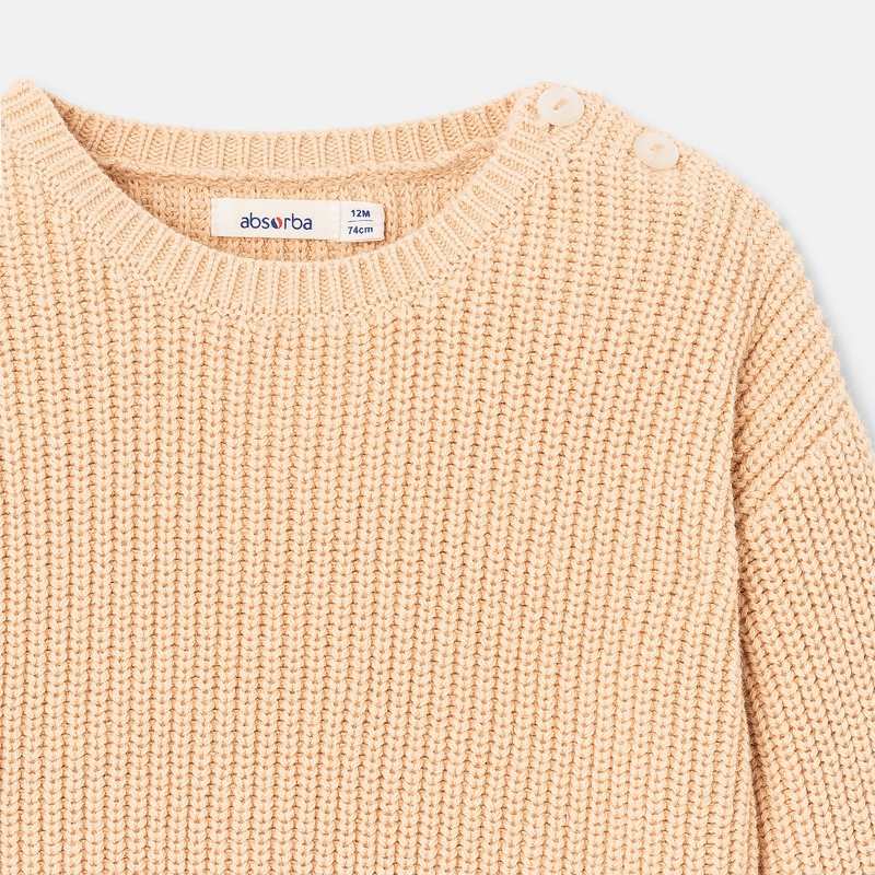 Pull tricot maille perlée beige mixte Absorba