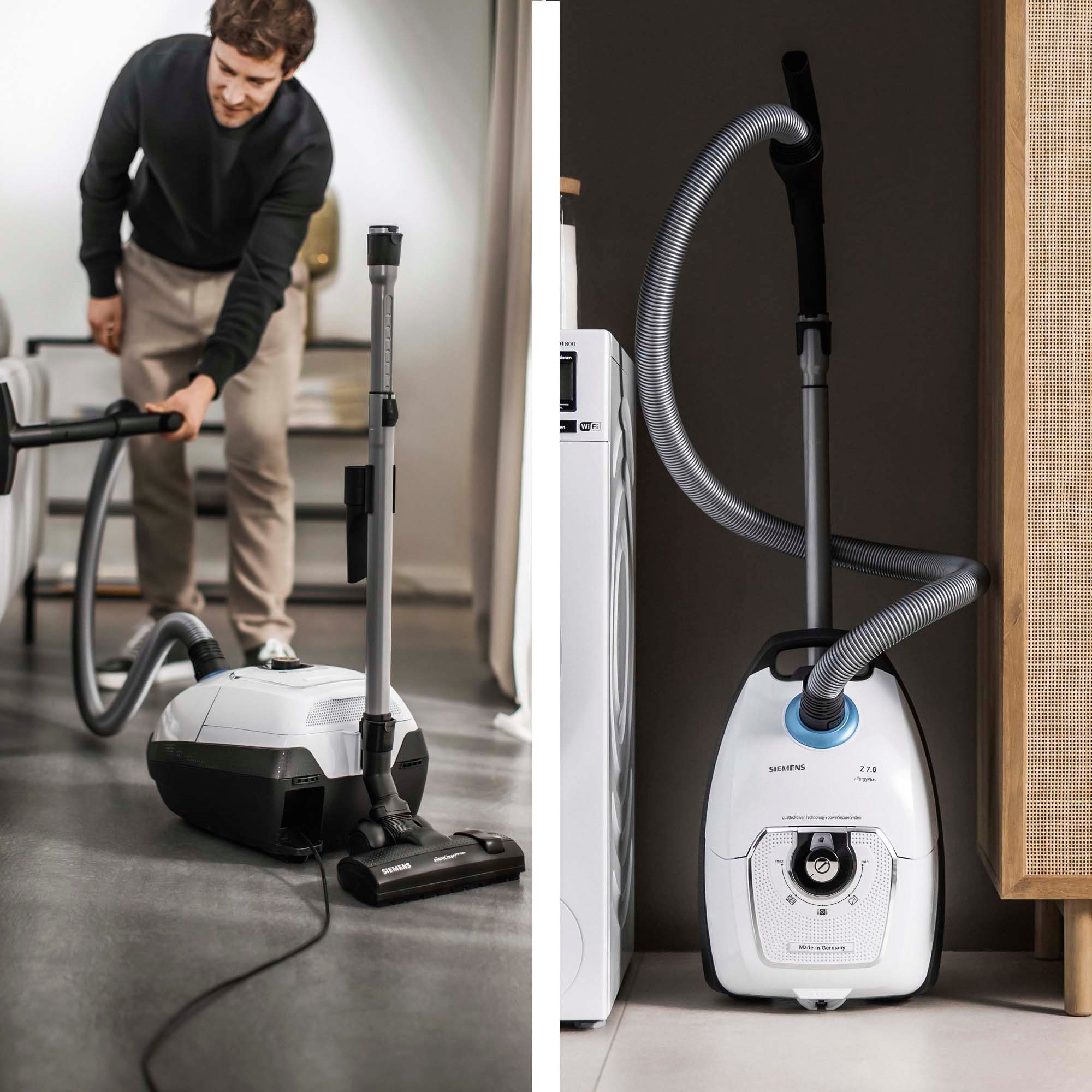 SIEMENS Bodenstaubsauger VSZ7442S, 650 W, mit Beutel, besonders leise, inkl. Hartbodendüse, Fugendüse und XXL-Polsterdüse