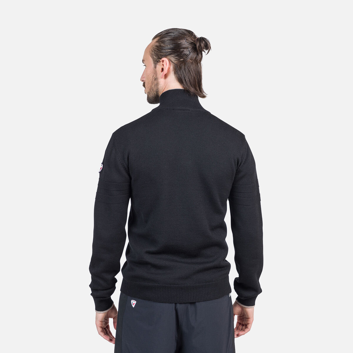 Herrenstrickpullover mit halbem Reißverschluss