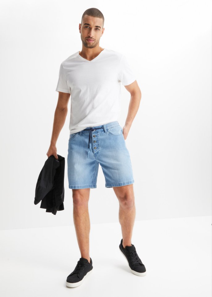 Stretch-Long-Jeans-Shorts, Loose Fit