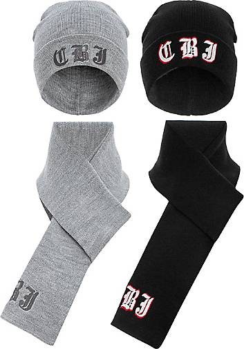 Cipo & Baxx Mütze + Schal 4er-Set mit trendigem Markenlogo