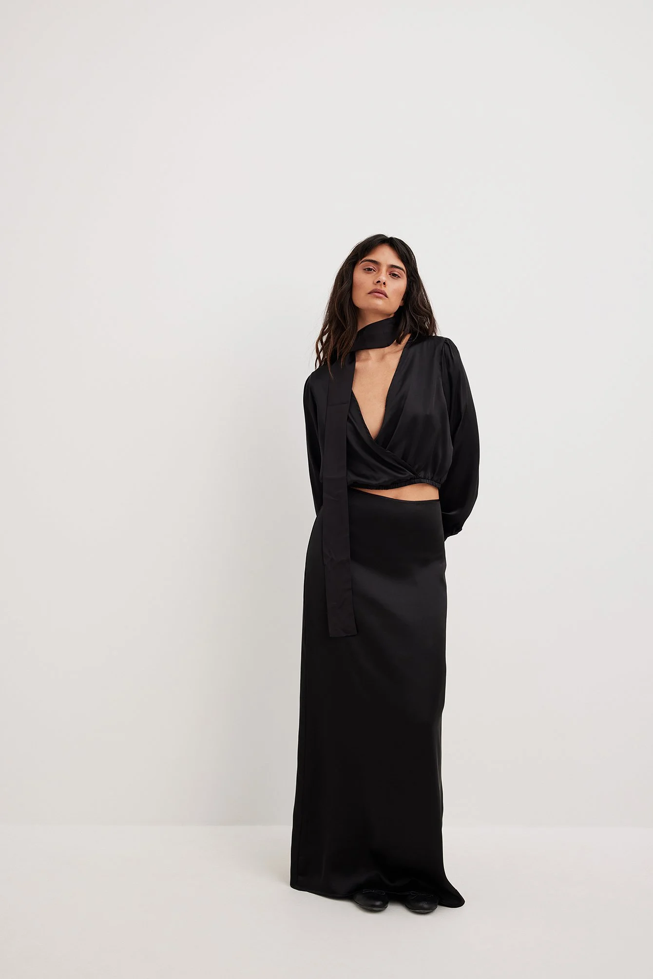 Recycelte Satinbluse Overlap
