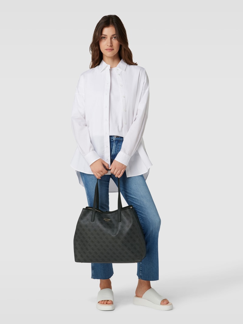 Shopper mit Allover-Label-Print Modell 'VIKKY' in schwarz