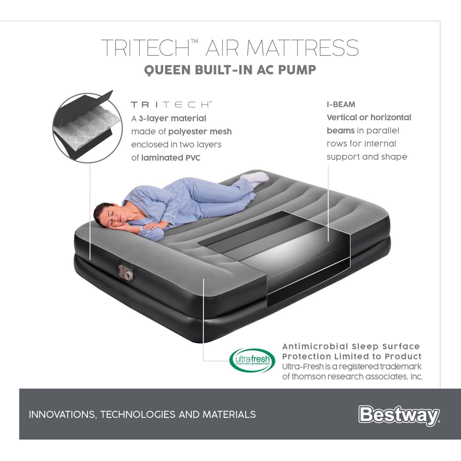 BESTWAY Luftbett Bestway XL Doppel Luftbett Für Zwei Schlafmöglichkeit Matratze Gäste A