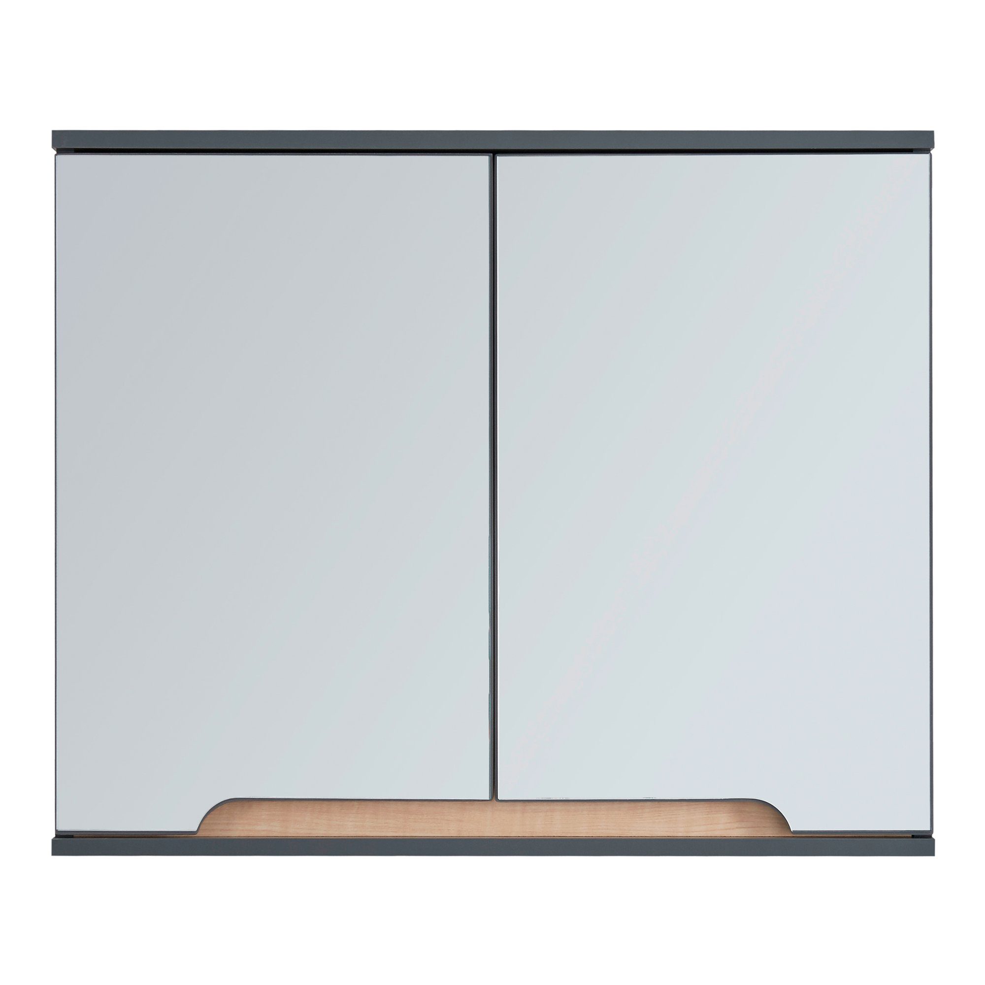 en.casa Spiegelschrank Gescher Badezimmerschrank 50x60x20 cm Grau / Holzfarben
