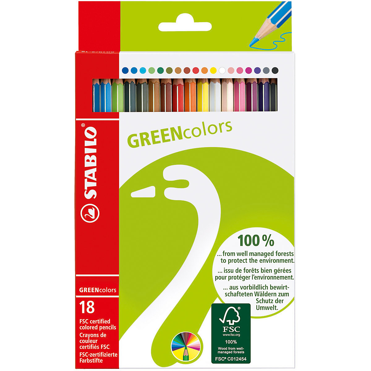 Buntstift STABILO® GREENcolors, Kartonetui mit 18 Stiften
