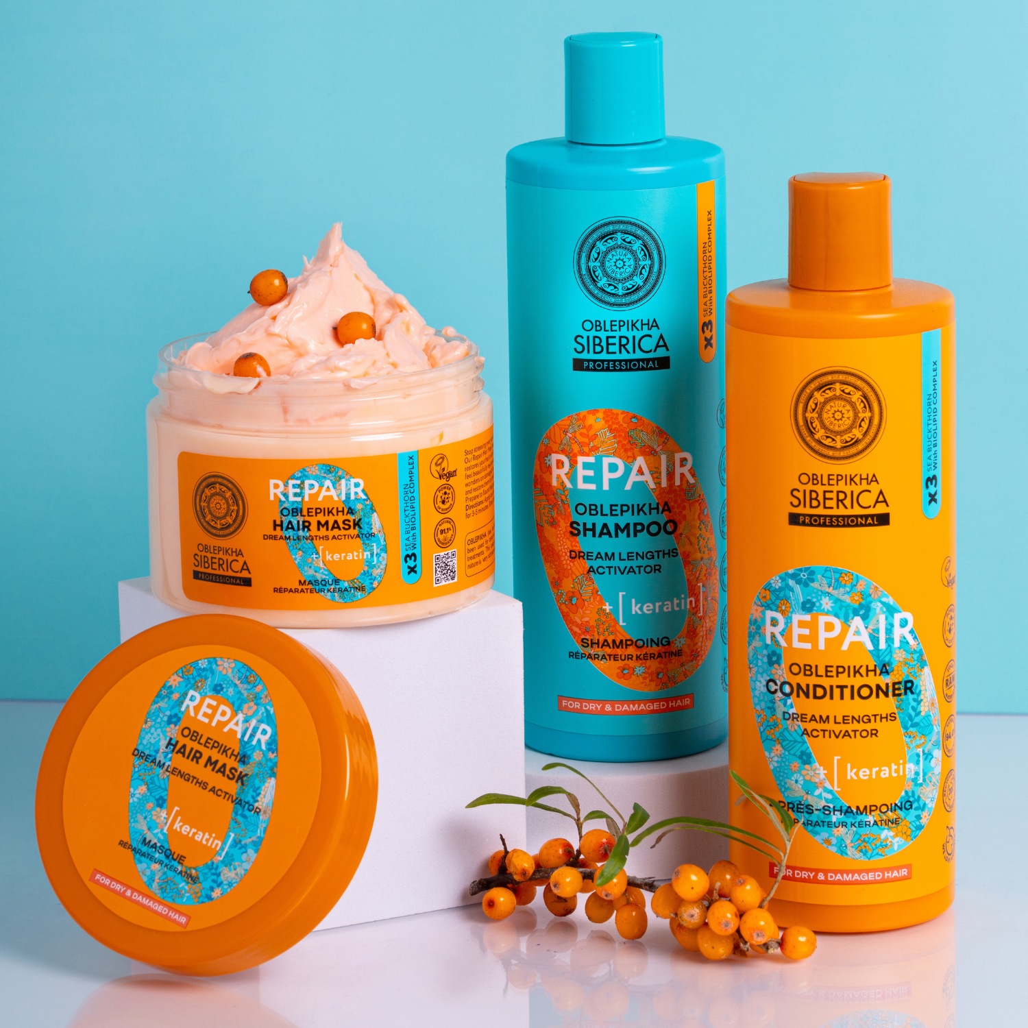 Natura Siberica Keratin Repair šampon s morskim krkavcem