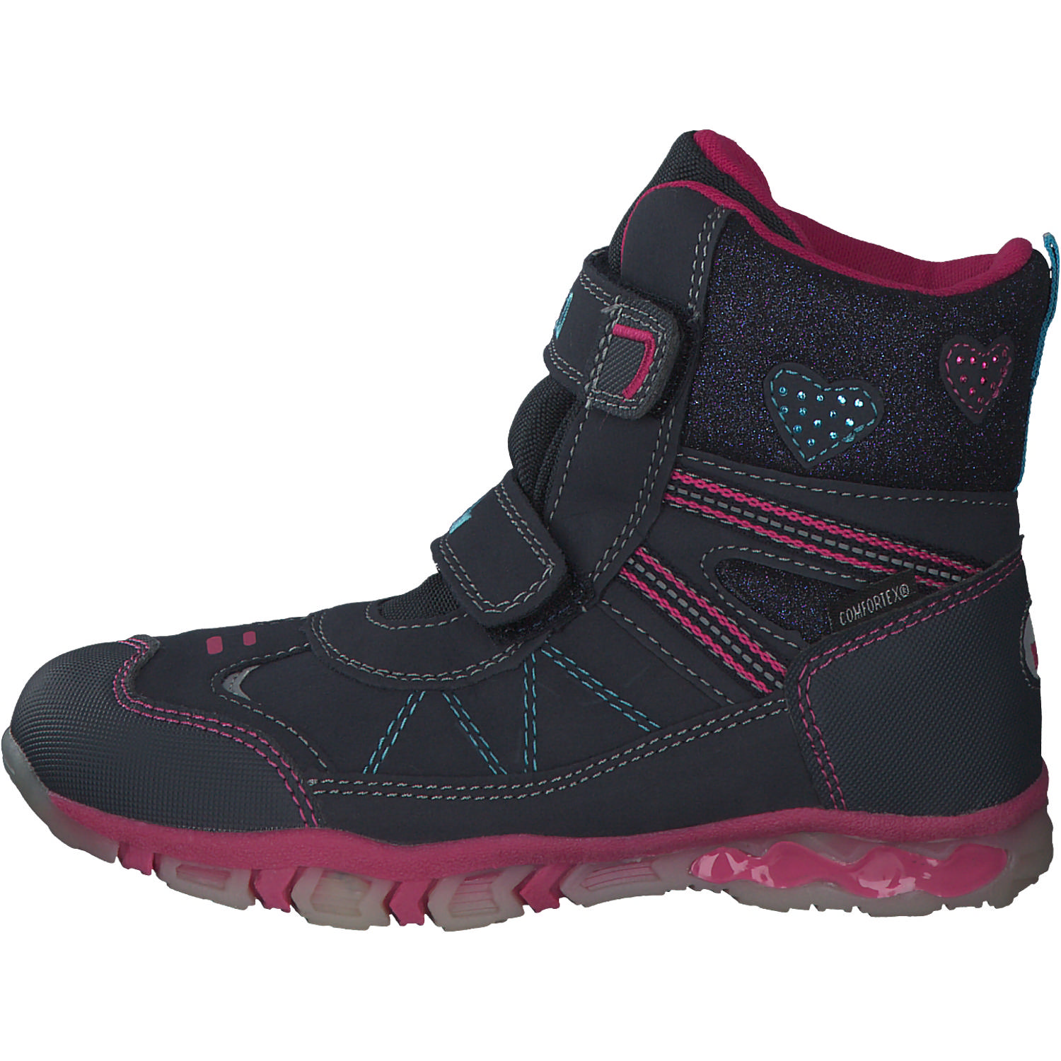 Geka Glitter V Blinky, Stiefel (Kinder), Kinder, marine/türkis/pink