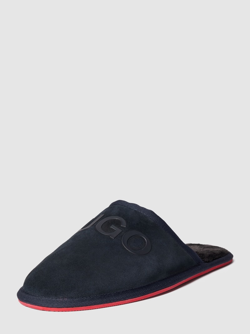 Slipper mit Label-Print in dunkelblau
