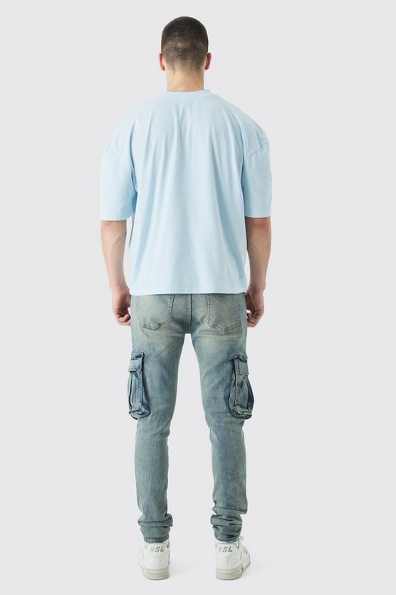 Herren Tall Skinny Cargo-Jeans mit Detail