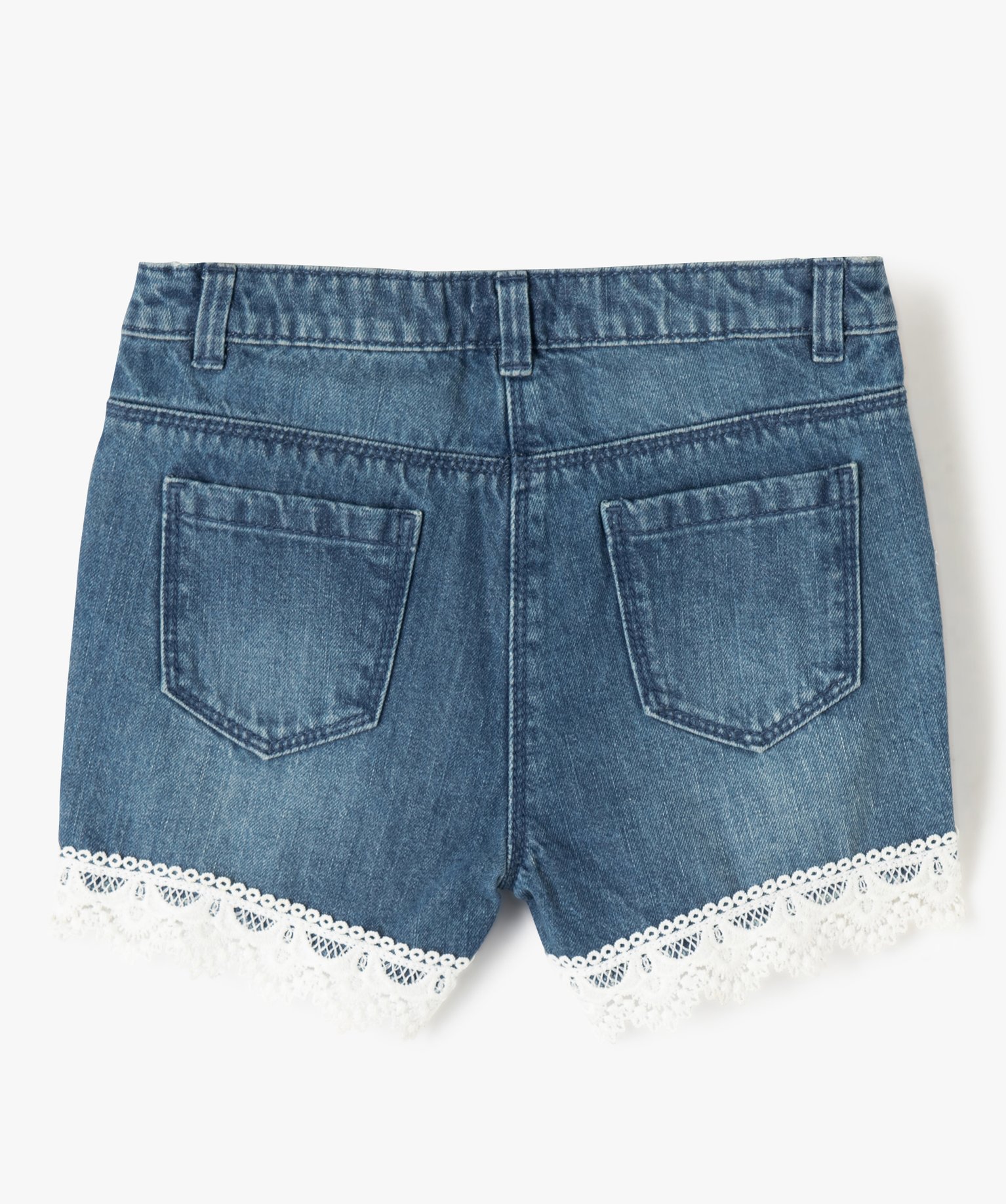 Short fille en jean avec finitions dentelle denim | GEMO