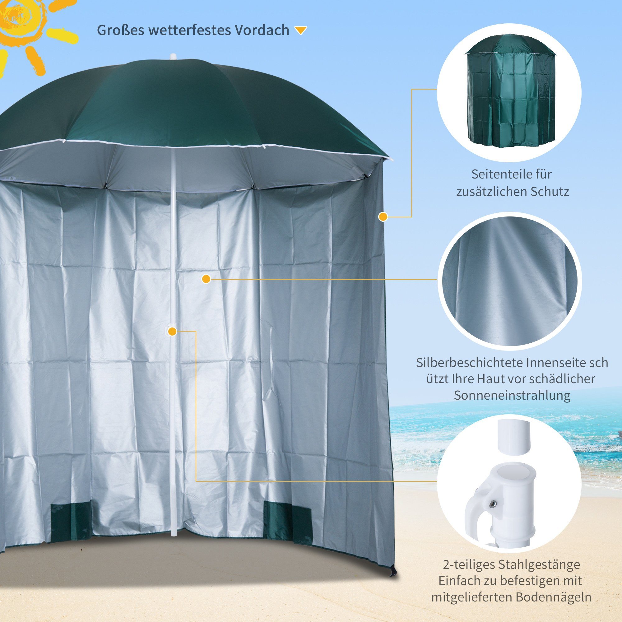 Outsunny Sonnenschirm Sonnenschirm mit Seitenwand