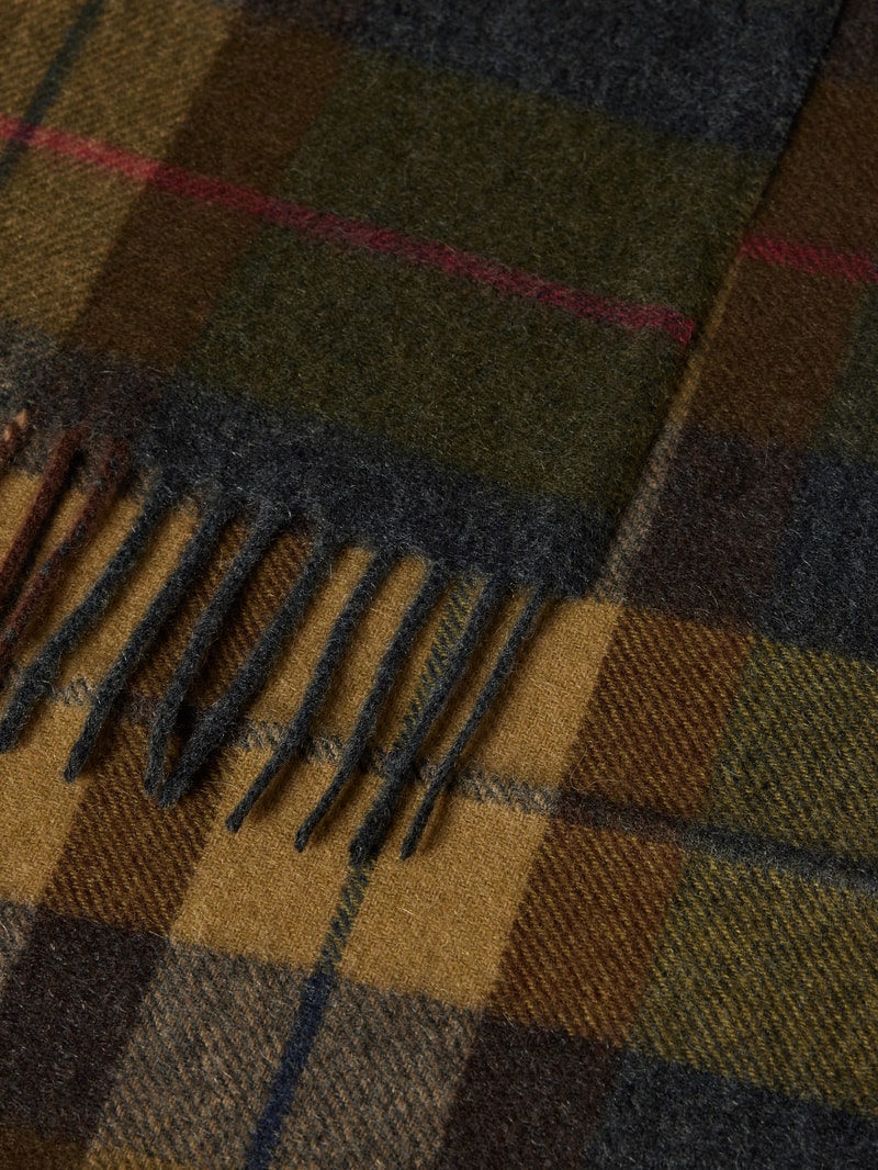 Schal aus Kaschmir mit Tartan-Karo Modell 'BARBOUR' in olivgrün