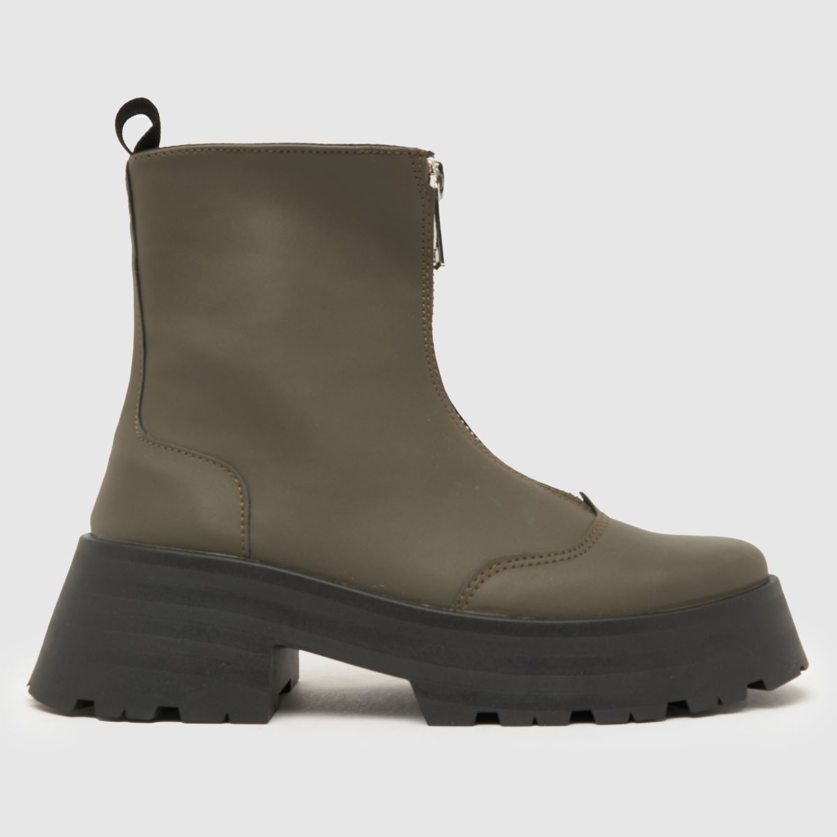Schuh Arnold vastag, cipzáras elejű csizma khaki színben