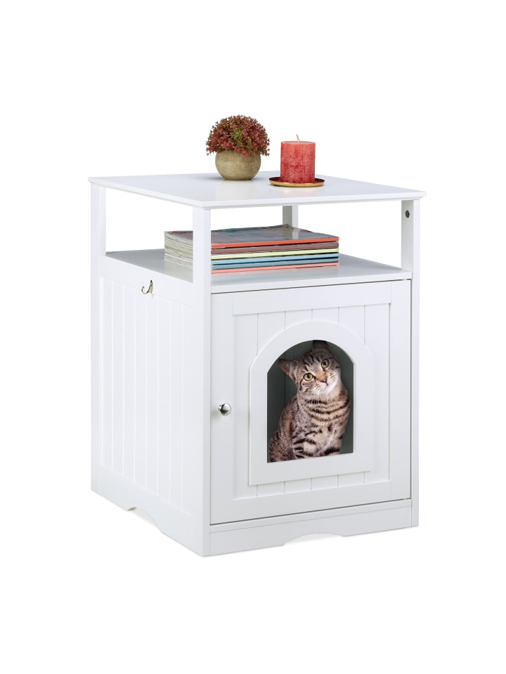 relaxdays Katzenschrank in Weiß - (B)48 x (H)64 x (T)53 günstig kaufen onesize