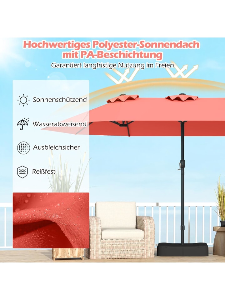 COSTWAY Doppelsonnenschirm mit Ständer 443 x 263 cm in Orange günstig kaufen onesize