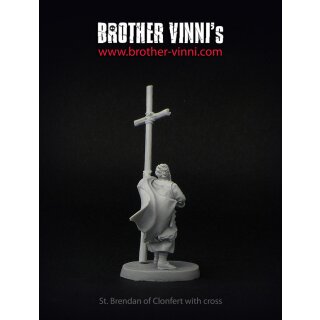 St. Brendan of Clonfert with Cross (28 mm)