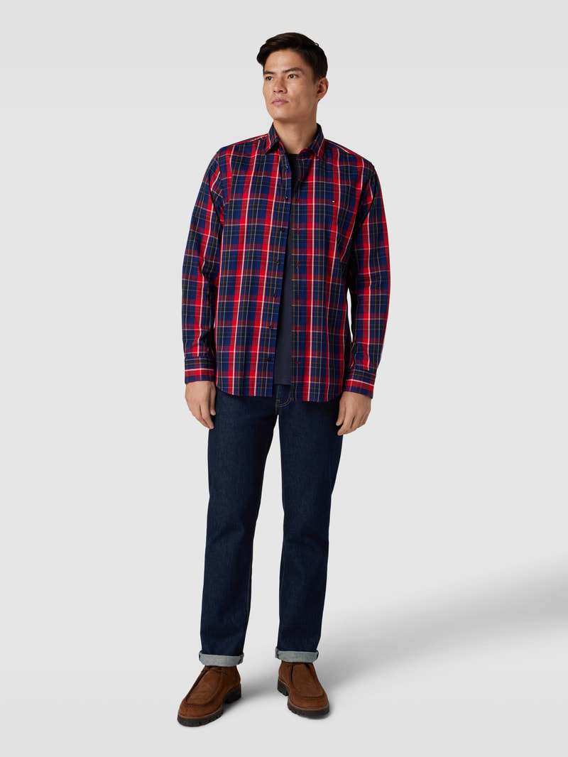 Freizeithemd mit Tartan-Karo in marineblau