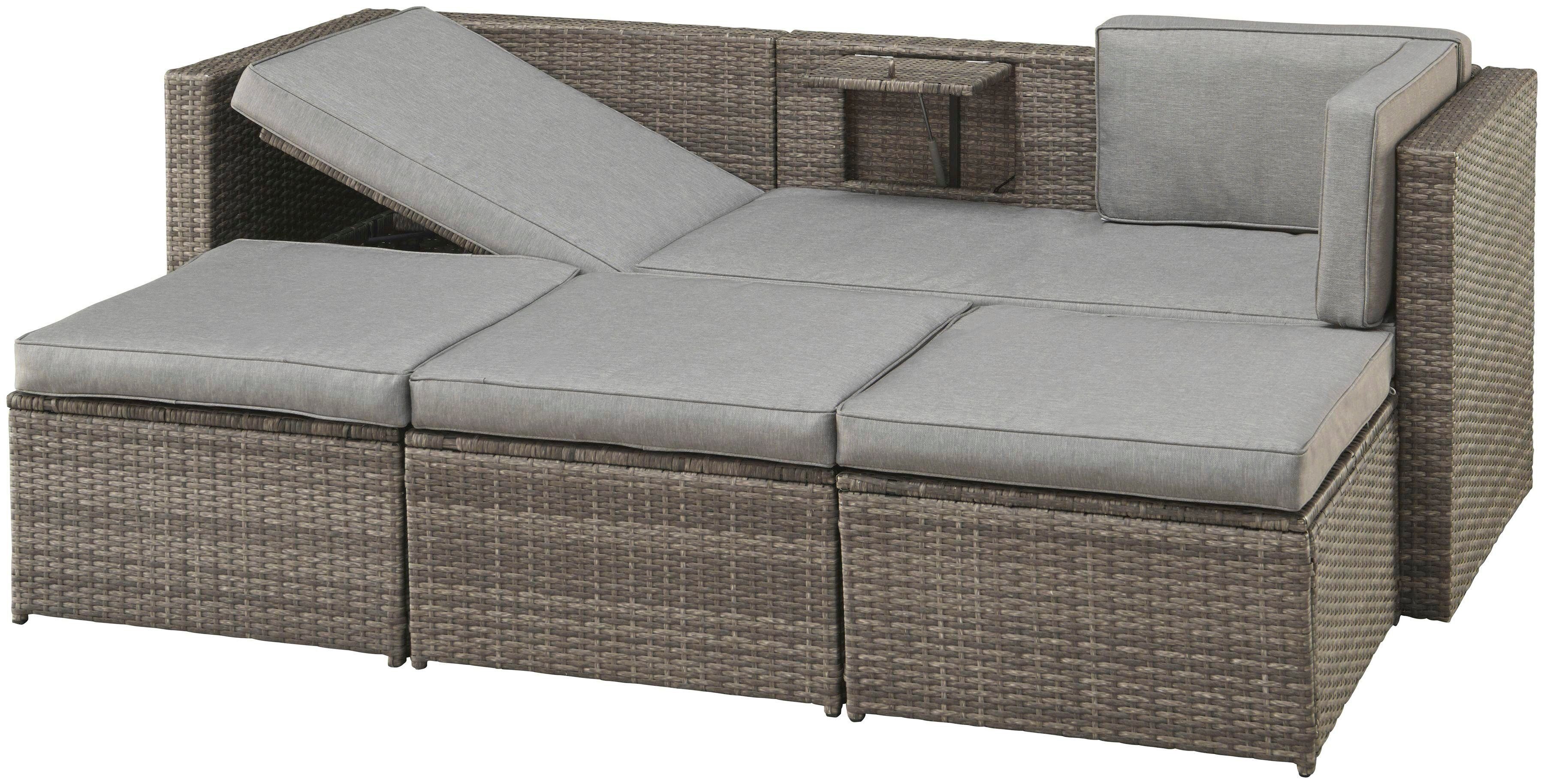 KONIFERA Gartenlounge-Set Lagos Premium, (13-tlg), 3er-Sofa, 3 Hocker, Tisch, Polyrattan
